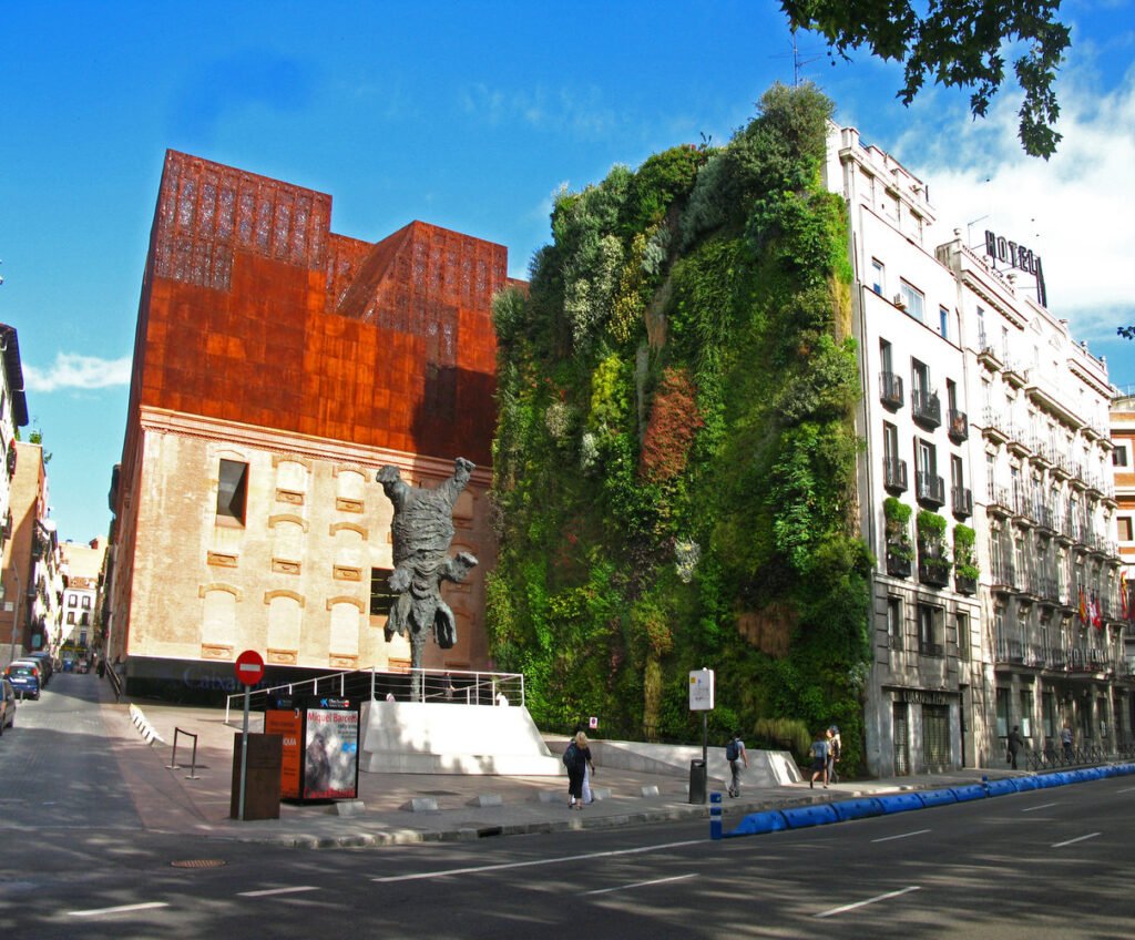 green facade of CaixaForum, Madrid